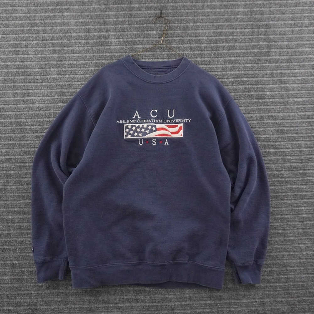 Vintage 90s JanSport Abilene Christian University Sweatshirt L Blue USA Graphic